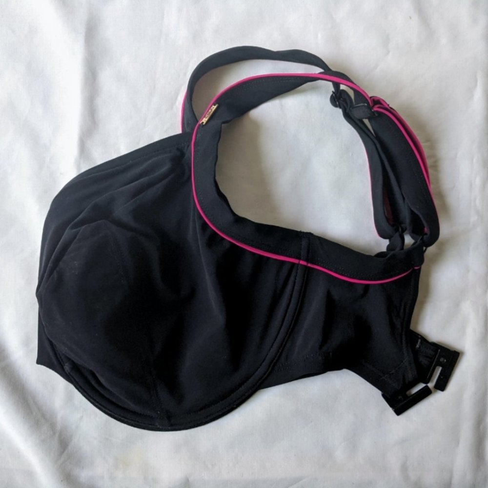 Panache Grace Plunge Bikini Top Black/Pink UK 30J - Picture 3 of 5